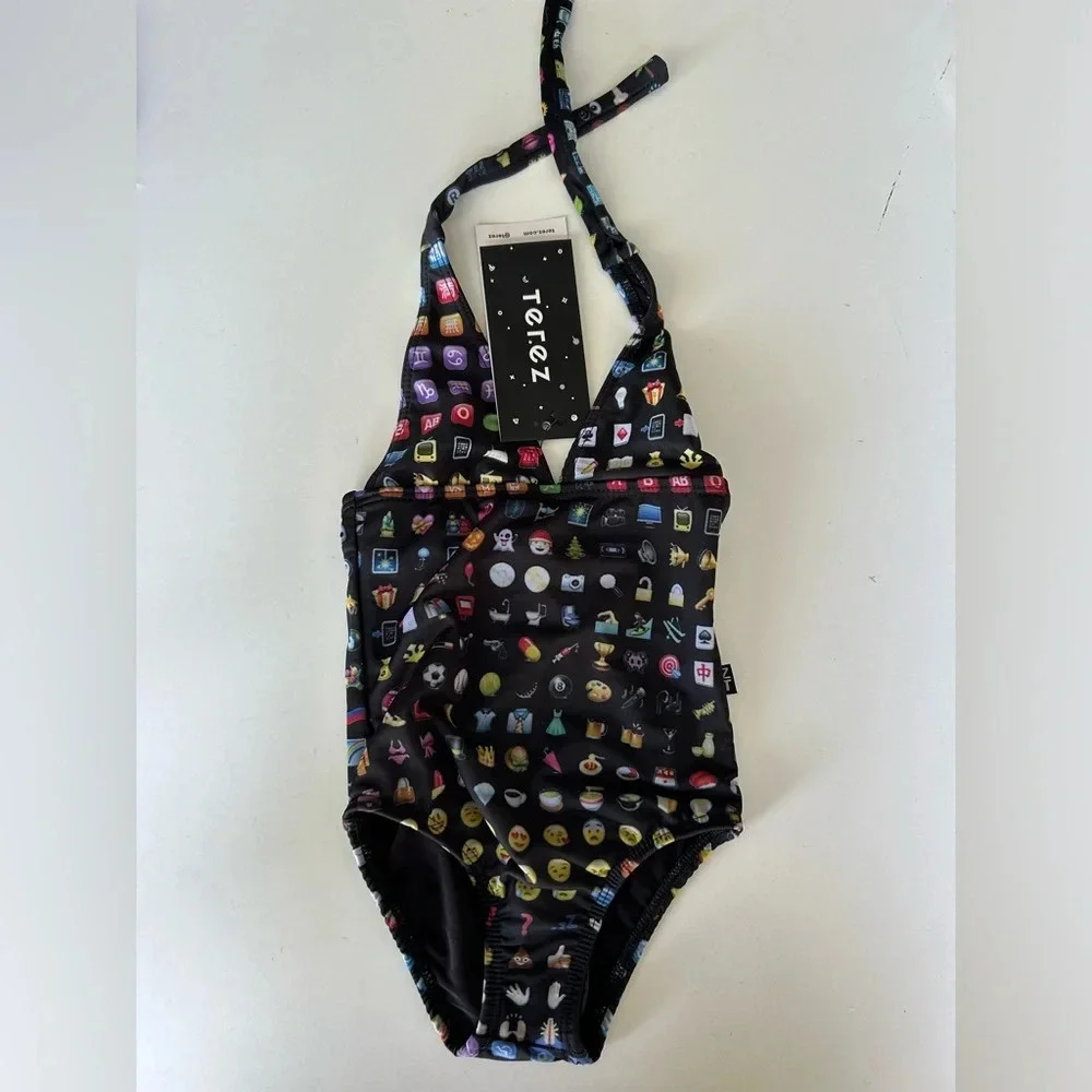 NWT one piece halter emoji swim suit 2T Zara Terez